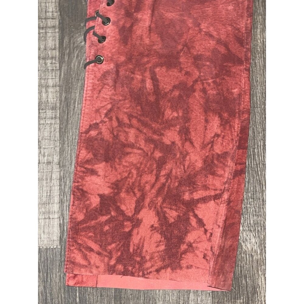 Vintage 90s Bebe Suede Leather Side Lace Up Mid Rise Pants Size 4 Bottom Slits - Picture 4 of 13